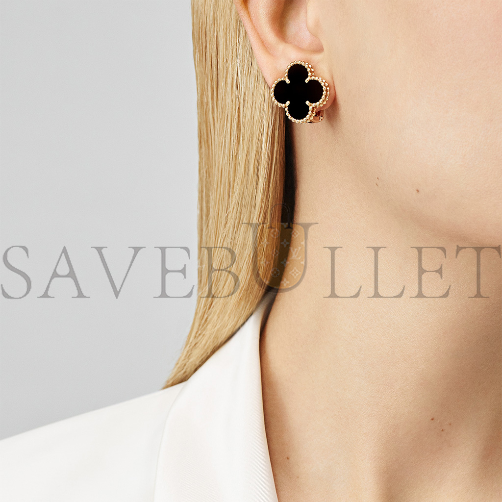 VAN CLEEF ARPELS MAGIC ALHAMBRA EARRINGS - YELLOW GOLD, ONYX VCARA44300 VAN CLEEF ARPELS MAGIC ALHAMBRA EARRINGS - YELLOW GOLD, ONYX VCARA44300